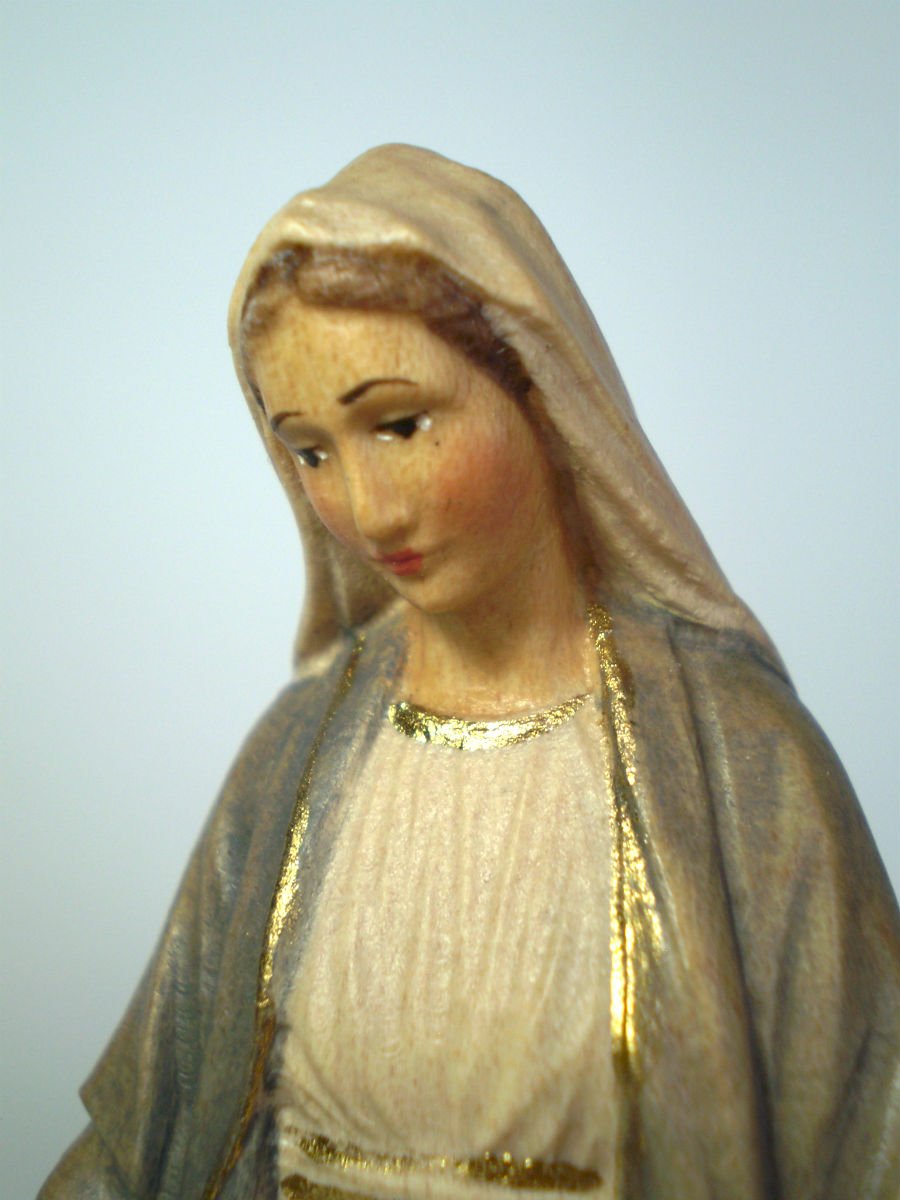 木彫り マリア像 12cm カトリック 置物 メジュゴリエ C マリア様